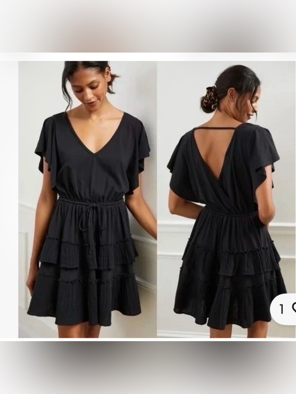 New! Daily Practice Black Mini Tiered Ruffle Pull Over Dress Cover Up Sz XS